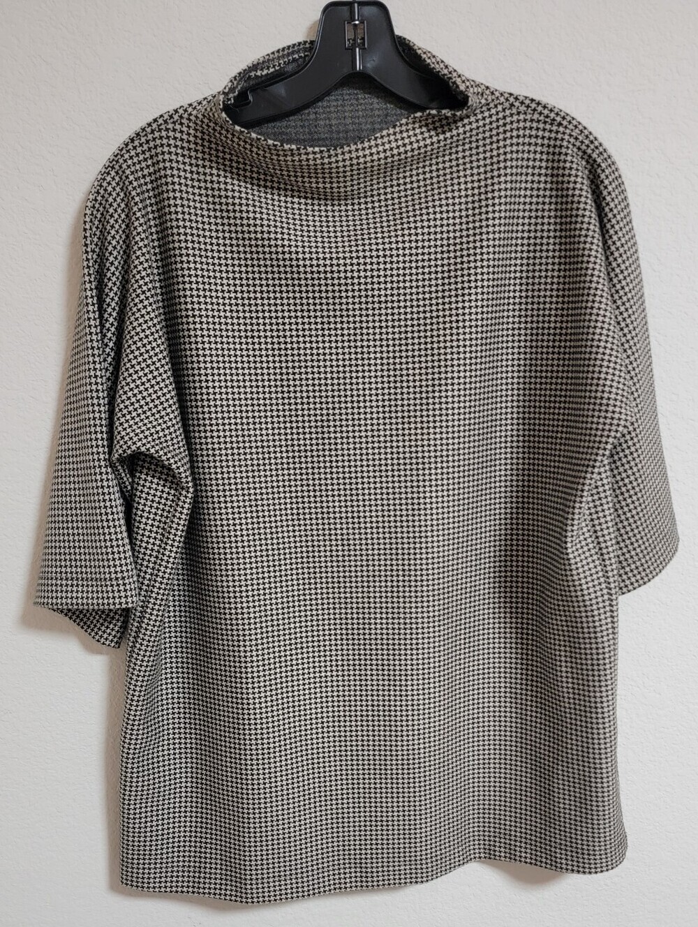 Bryn Walker Adria Houndstooth Funnel Mock Neck Tunic